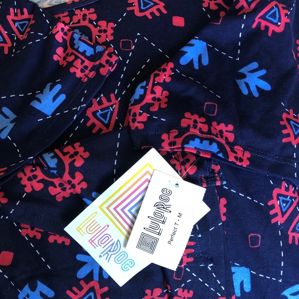 Lularoe perfect Tee navy background